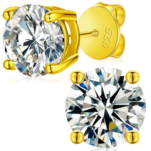 Luxury Mossanite Jewelry 3Mm-11Mm Classic Screw Back Gold 925 Sterling Silver VVS Moissanite Diamond Stud Earrings for Men Women