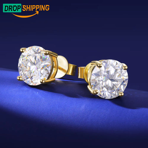 Luxury Mossanite Jewelry 3Mm-11Mm Classic Screw Back Gold 925 Sterling Silver VVS Moissanite Diamond Stud Earrings for Men Women
